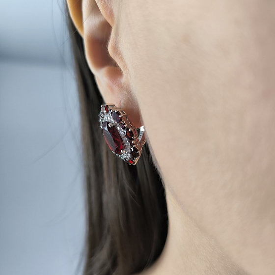 Серебряные серьги с гранатом nano 10.755ct, гранатом