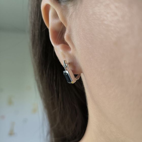 Серебряные серьги с сапфиром nano 2.917ct