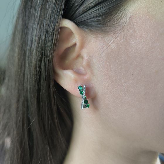 Серебряные серьги с изумрудом nano 1.152ct