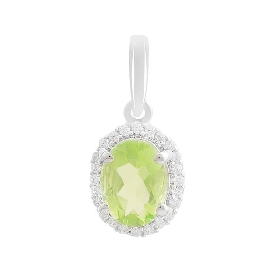 Серебряная подвеска с хризолітом 1.259ct, фианитами