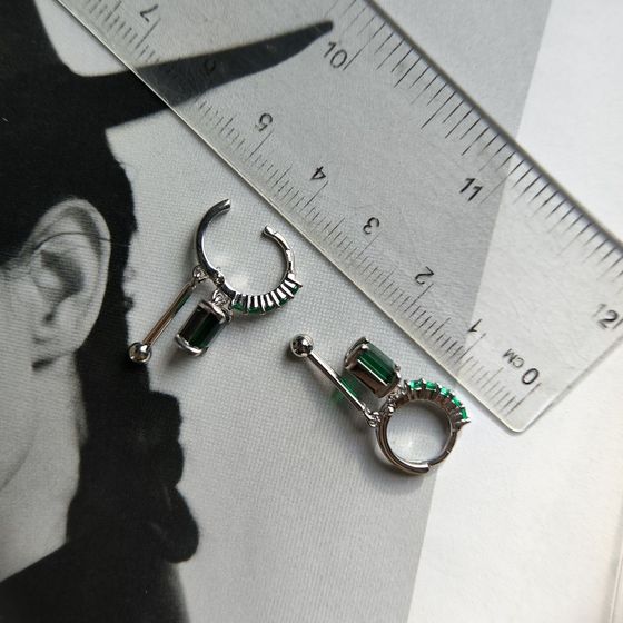 Серебряные серьги с изумрудом nano 8.565ct