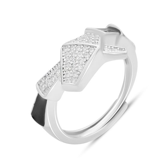 Серебряное кольцо с фианитами, емаллю