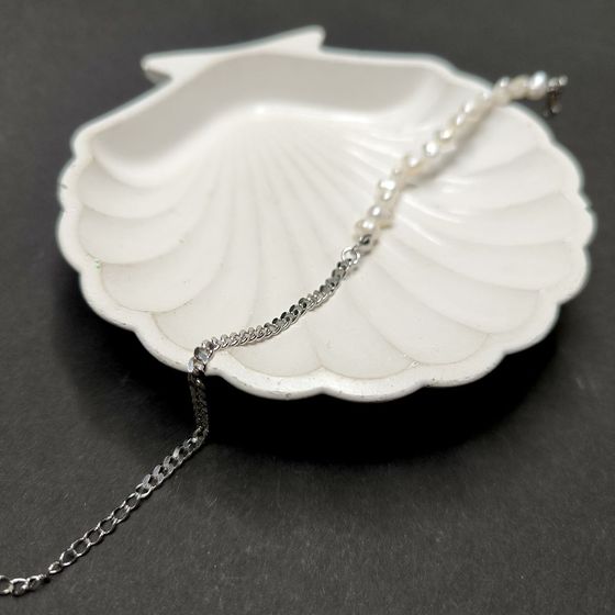 Серебряный браслет с жемчугом барочным