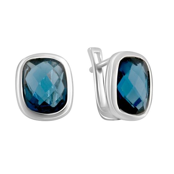 Серебряные серьги с топазом Лондон Блю 4.78ct