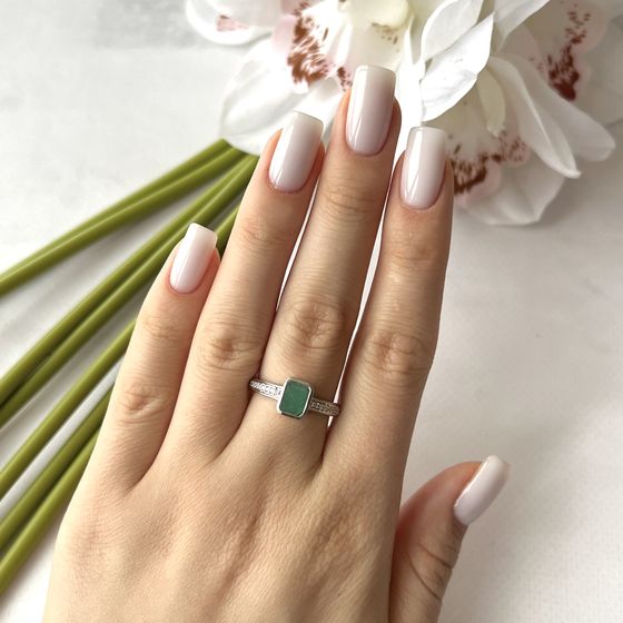 Серебряное кольцо с изумрудом 1.158ct