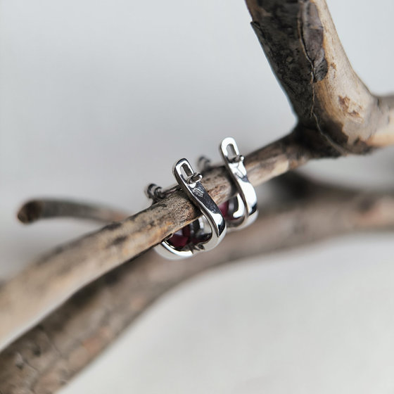 Серебряные серьги с гранатом nano 4.33ct