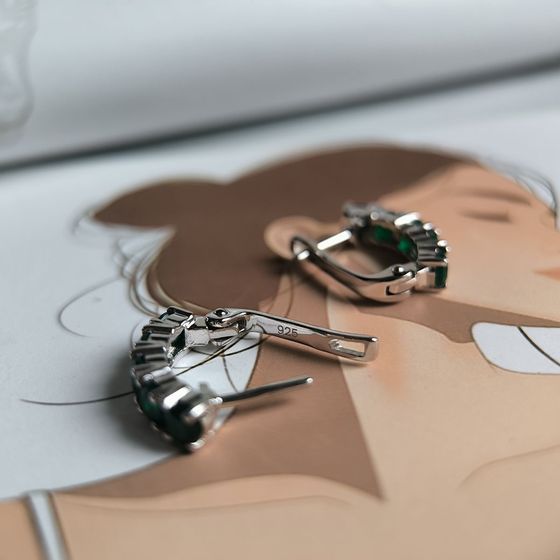 Серебряные серьги с агатом