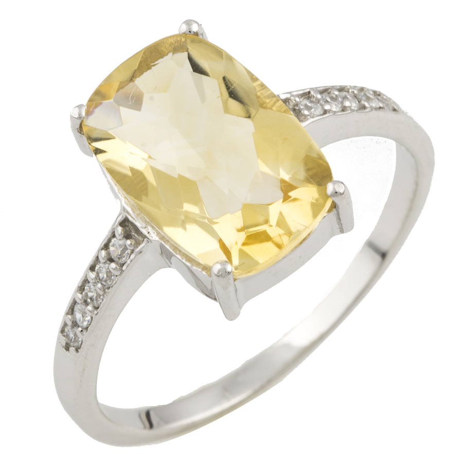 Серебряное кольцо с цитрином nano 3.483ct, фианитами