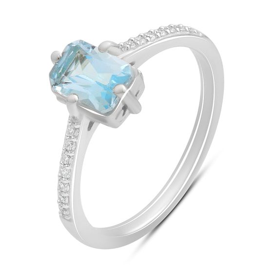 Серебряное кольцо с топазом 1.402ct, фианитами