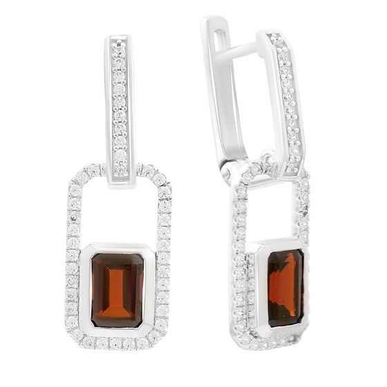 Серебряные серьги с гранатом 3.397ct