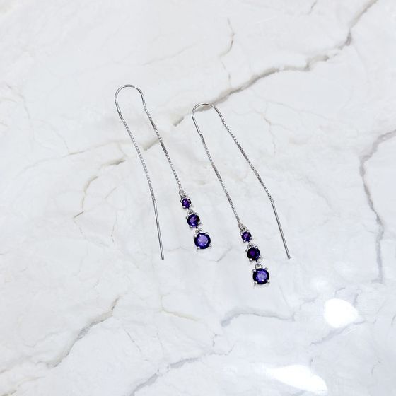 Серебряные серьги с аметистом 1.783ct