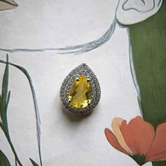 Серебряная подвеска с цитрином nano 2.301ct, фианитами