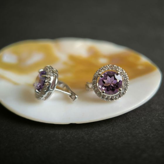 Серебряные серьги с аметистом 4.166ct
