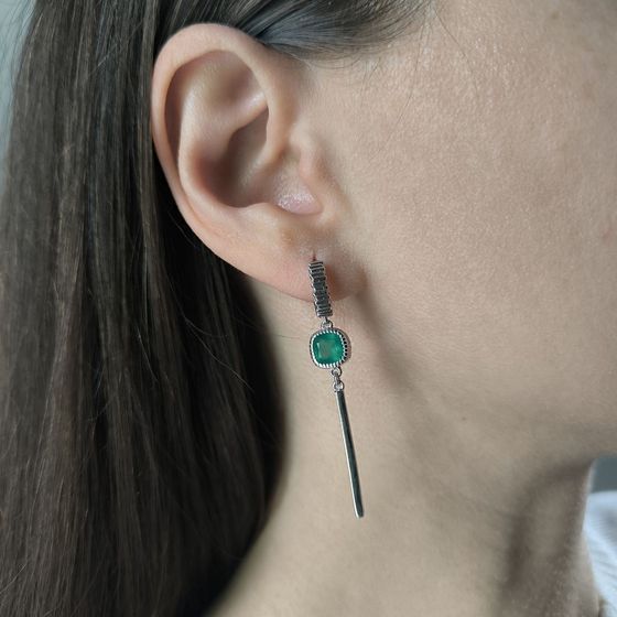 Серебряные серьги с агатом 1.55ct