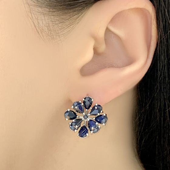 Серебряные серьги с сапфиром 10.003ct