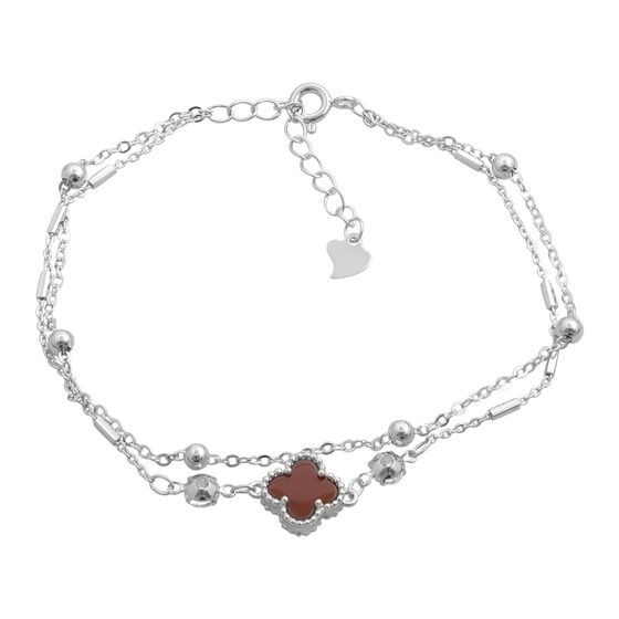 Серебряный браслет с агатом, фианитами