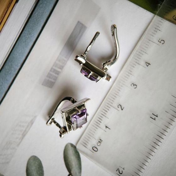 Серебряные серьги с аметистом 2.942ct