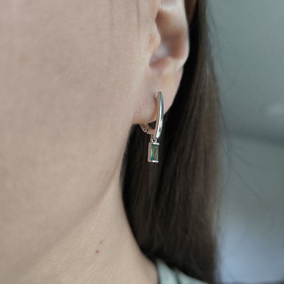 Серебряные серьги с мистик топазом 0.423ct