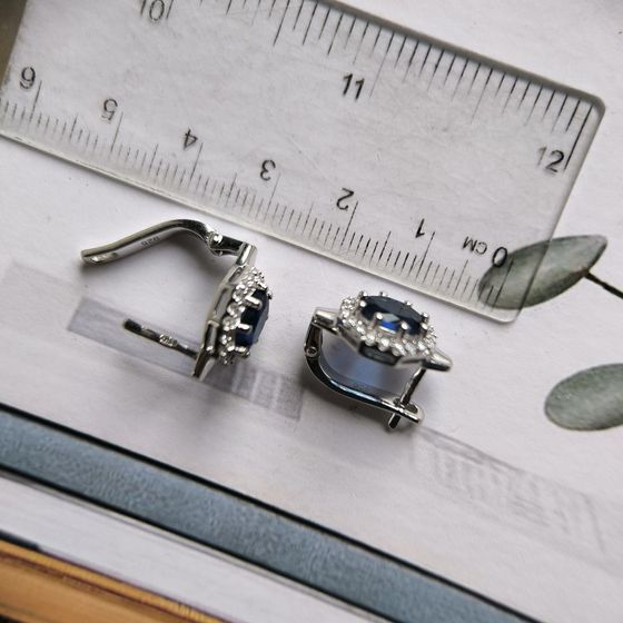 Серебряные серьги с сапфиром nano Серебряные серьги с сапфиром nano