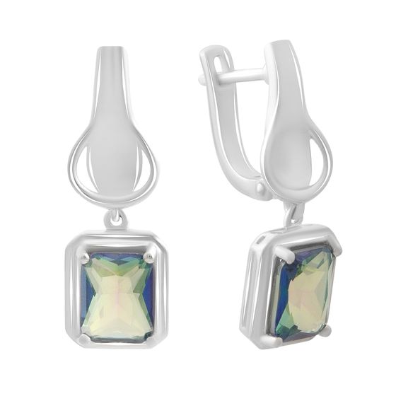 Серебряные серьги с мистик топазом 3.175ct