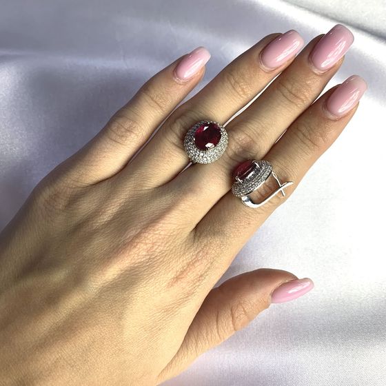 Серебряные серьги с рубином 5.395ct