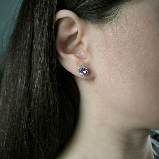 Серебряные серьги с аметистом 1.677ct