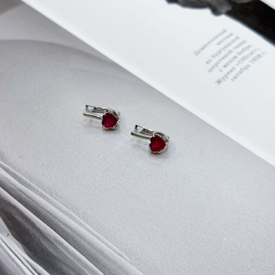 Серебряные серьги с рубином 2.118ct