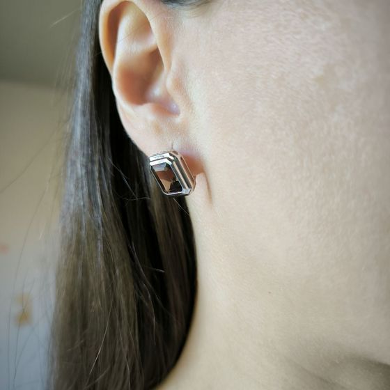 Серебряные серьги с раухтопазом (дымчатым кварцем) 5.658ct