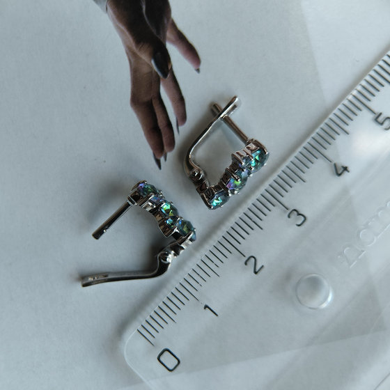 Серебряные серьги с мистик топазом 1.42ct