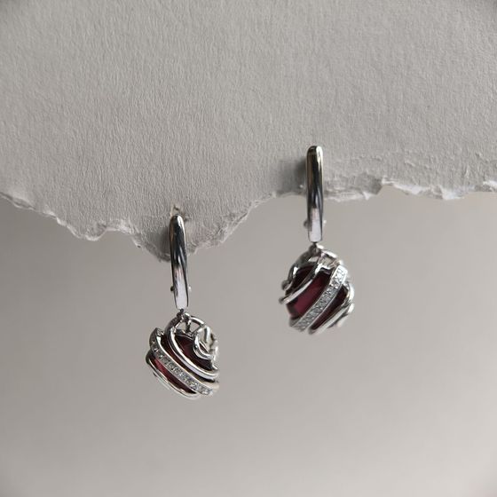 Серебряные серьги с гранатом 8.463ct