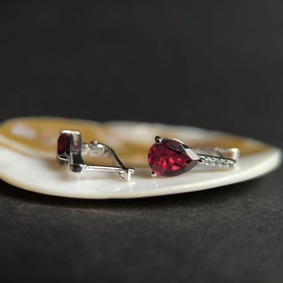 Серебряные серьги с гранатом nano 3.12ct
