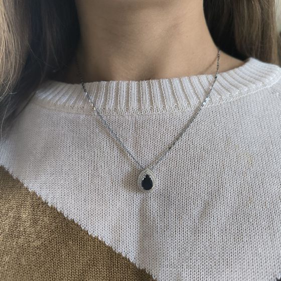 Серебряная подвеска с сапфиром nano 2.221ct, фианитами