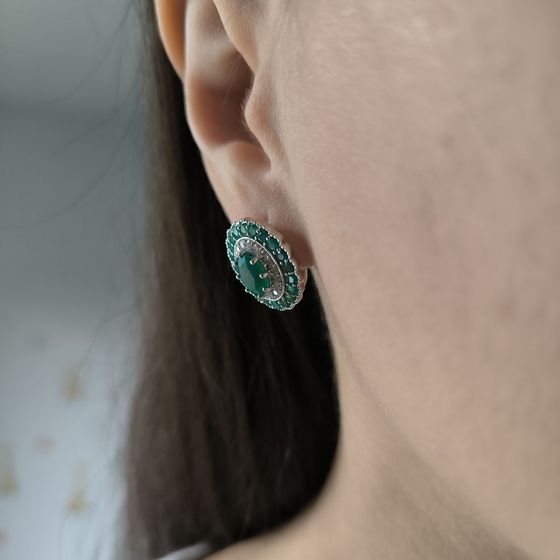 Серебряные серьги с агатом