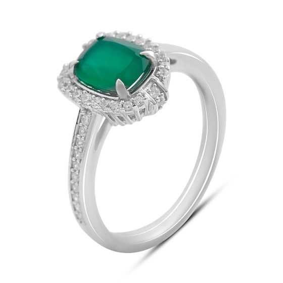 Серебряное кольцо с агатом 1.676ct, фианитами