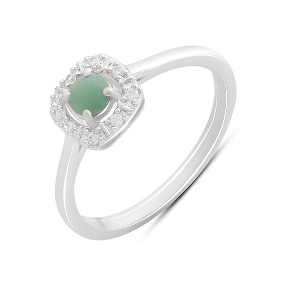 Серебряное кольцо с изумрудом, фианитами