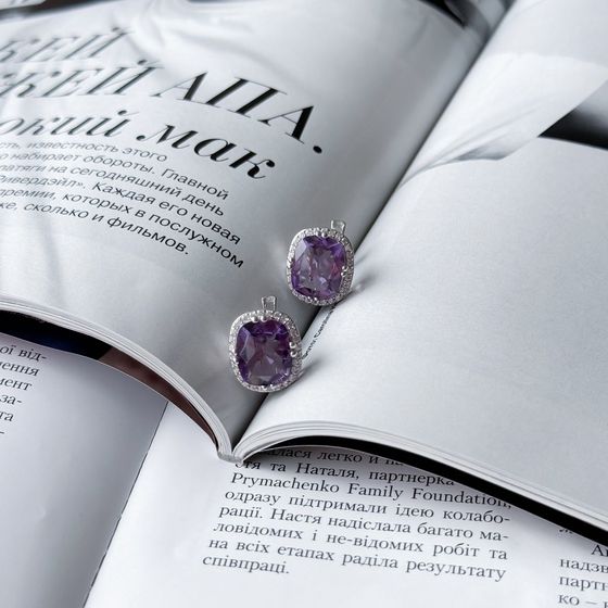 Серебряные серьги с аметистом 10.782ct