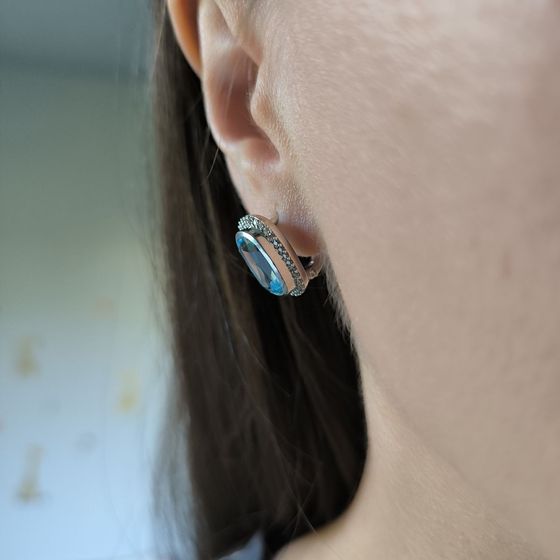 Серебряные серьги с топазом 10.17ct