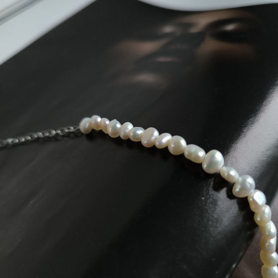 Серебряное колье с жемчугом барочным, аметистом