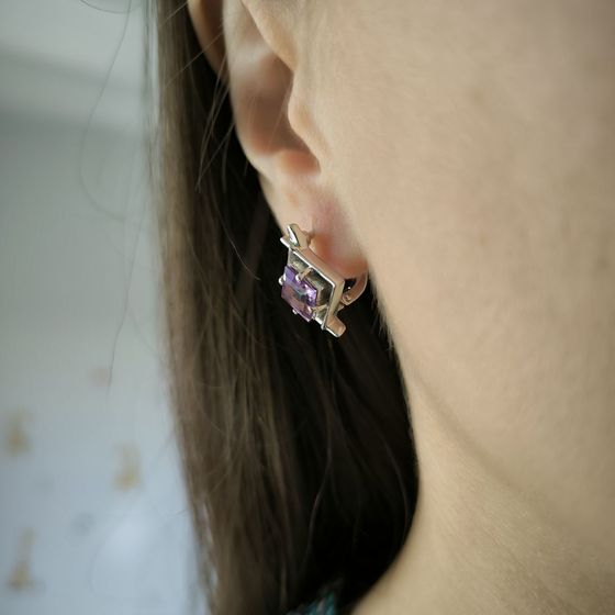 Серебряные серьги с аметистом 2.942ct