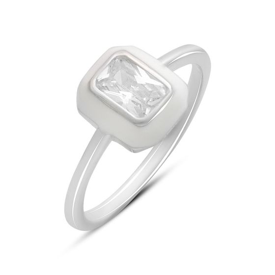 Серебряное кольцо с фианитами, емаллю