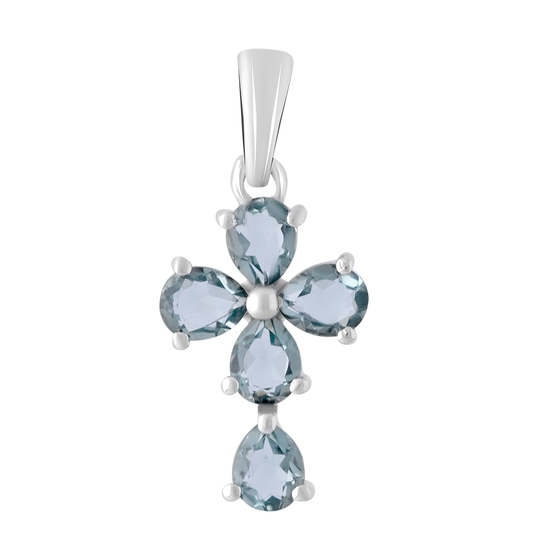 Серебряный крестик с топазом Лондон Блю 1.445ct