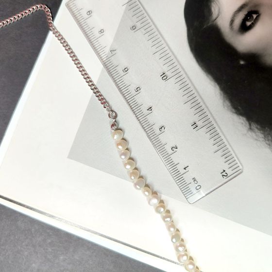 Серебряное колье с жемчугом барочным