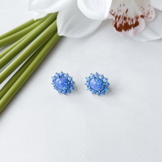 Серебряные серьги с опалом 3.848ct