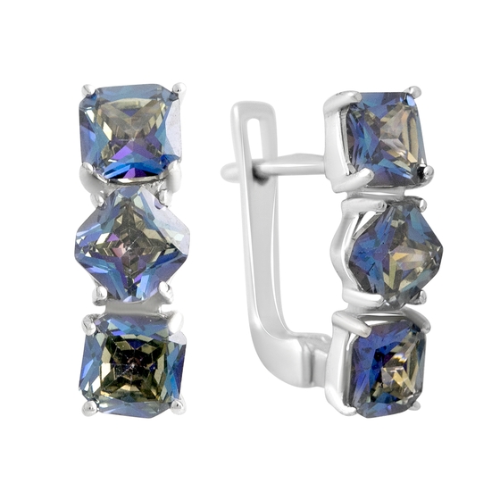 Серебряные серьги с мистик топазом 2.888ct