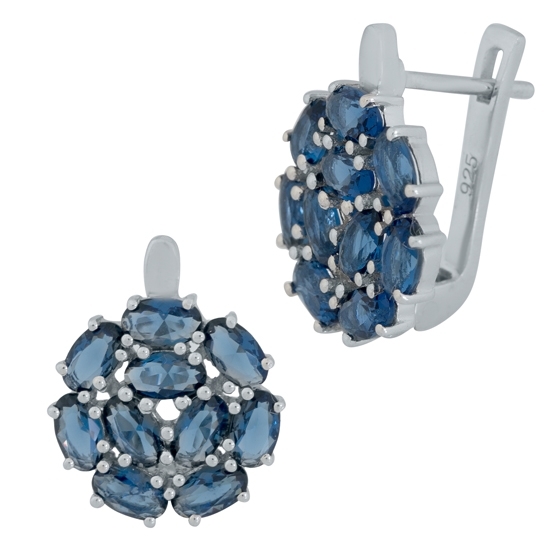 Серебряные серьги с сапфиром nano 2.894ct