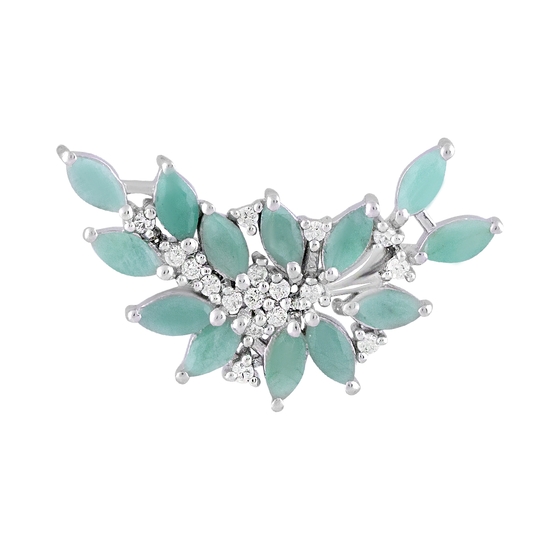 Серебряная брошка с изумрудом 4.095ct