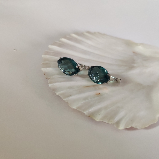 Серебряные серьги с топазом Лондон Блю 9.68ct