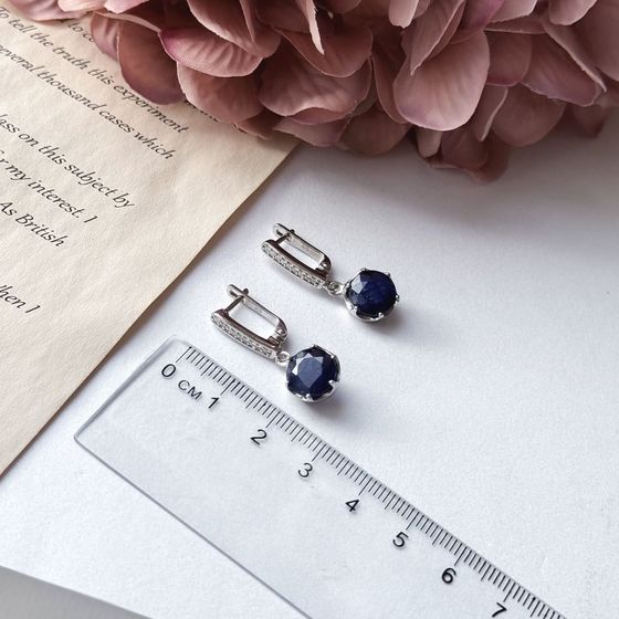 Серебряные серьги с сапфиром 8.185ct