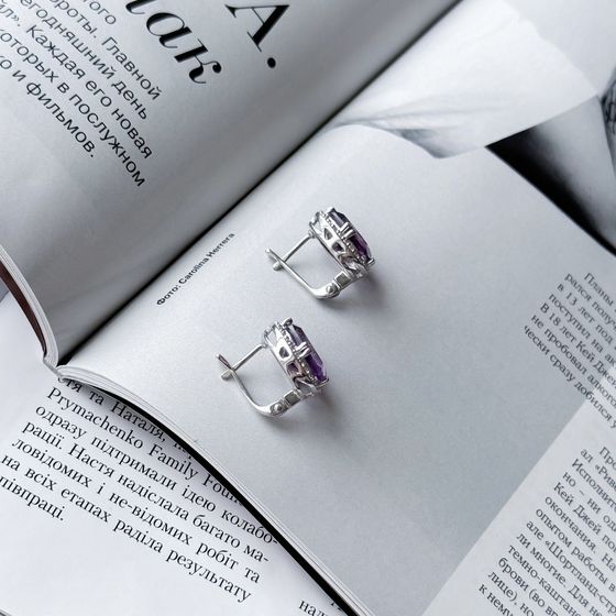 Серебряные серьги с аметистом 10.782ct