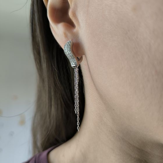 Серебряные серьги с фианитами